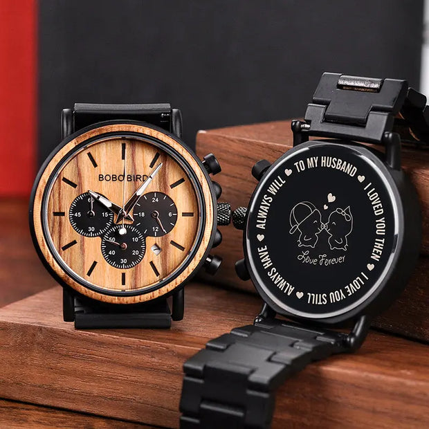 Men Watch Engrave Personal Engraving free Family Birthday Gift for Son Dad Husband Quartz Wristwatches Male Wristwatch Logo - Memoriex 