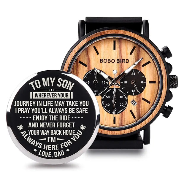 Men Watch Engrave Personal Engraving free Family Birthday Gift for Son Dad Husband Quartz Wristwatches Male Wristwatch Logo - Memoriex 