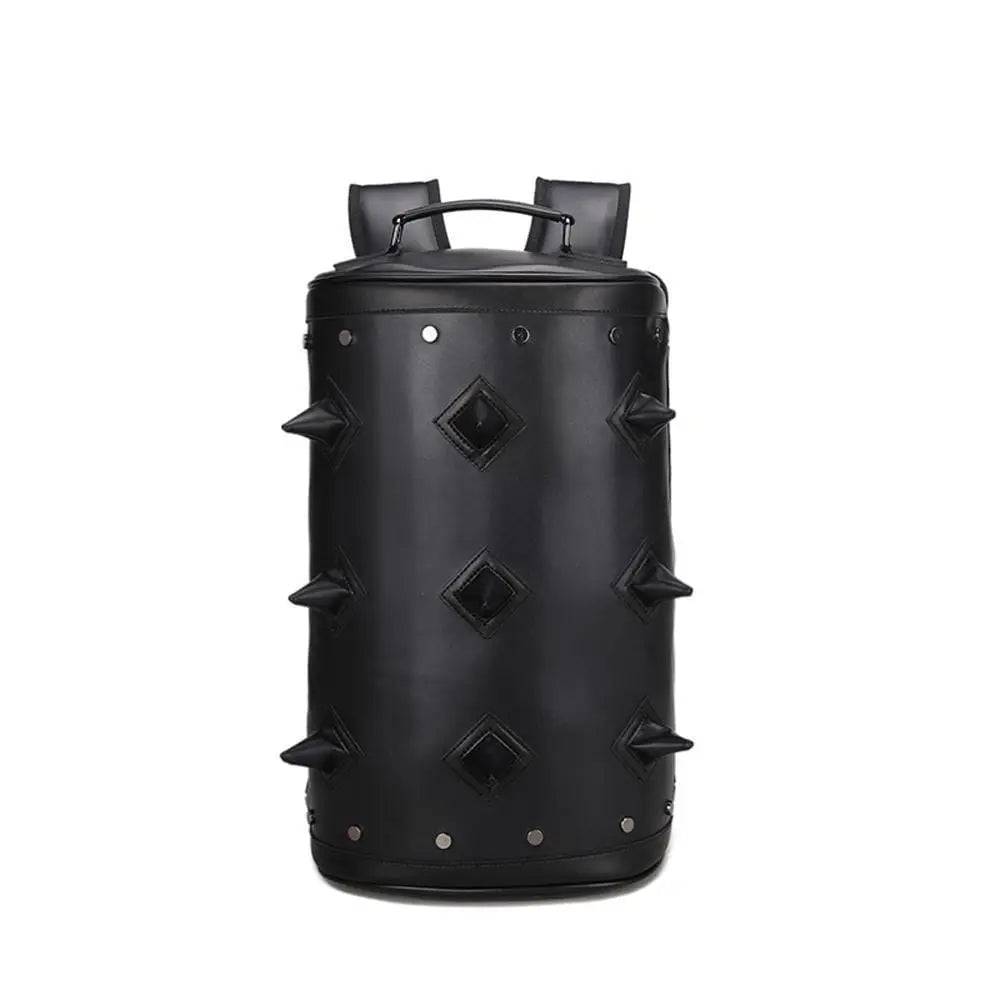 Men's PU Backpack Cylinder Fashion Travel Bag Casual Sports Hedgehog Spike Punk Backpack Bag Computer Bag-0