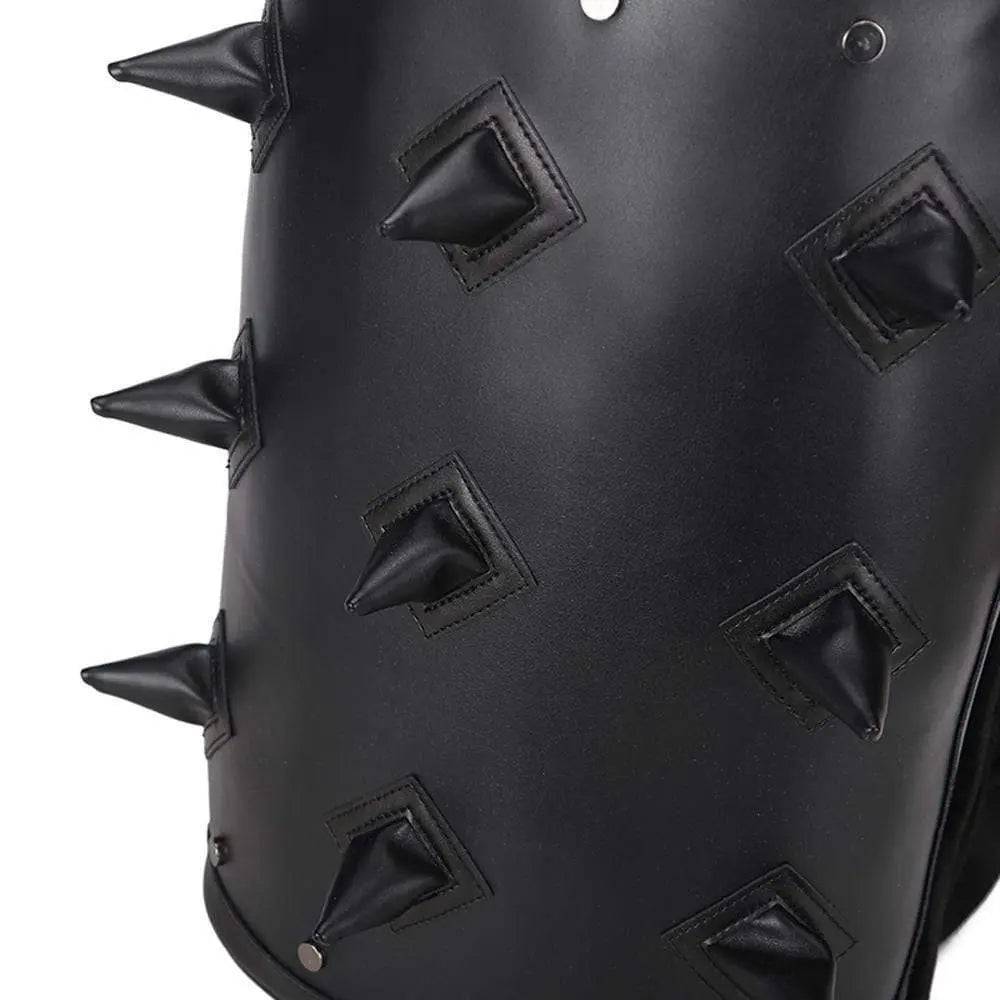 Men's PU Backpack Cylinder Fashion Travel Bag Casual Sports Hedgehog Spike Punk Backpack Bag Computer Bag-3