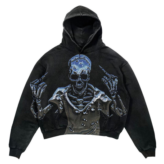 Men's And Women's Fashion Punk Design Fleece Printed Hoodie - Memoriex 
