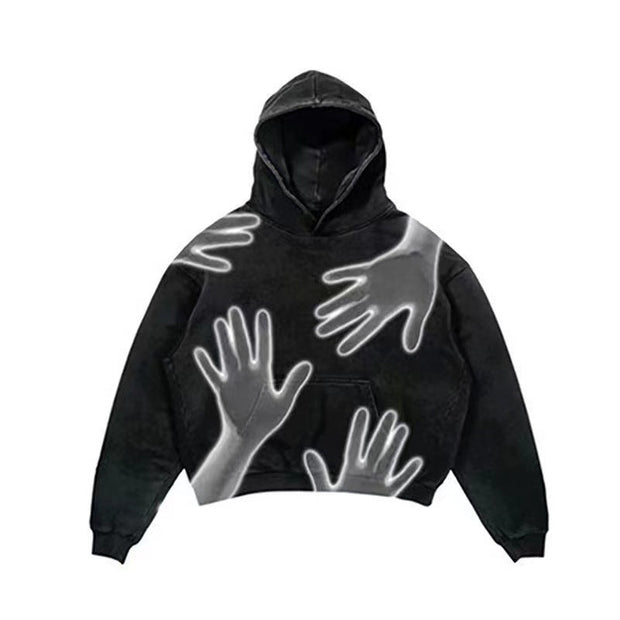 Men's And Women's Fashion Punk Design Fleece Printed Hoodie - Memoriex 