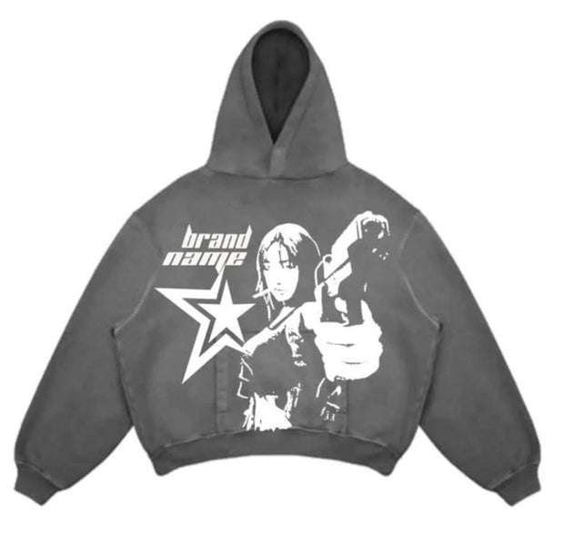 Men's And Women's Fashion Punk Design Fleece Printed Hoodie - Memoriex 