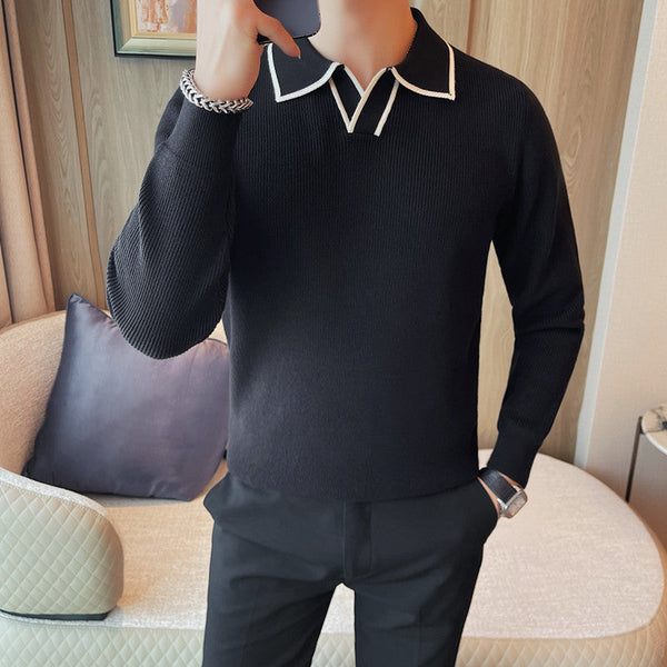 Men's Autumn And Winter Collar Knitted Sweater - Memoriex 