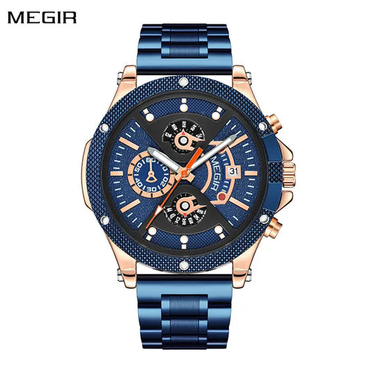 MEGIR Men's Business Watch Top Brand Luxury Quartz Wristwatch Fashion Waterproof Man Military Clock Calendar Reloj Hombre 2216-0