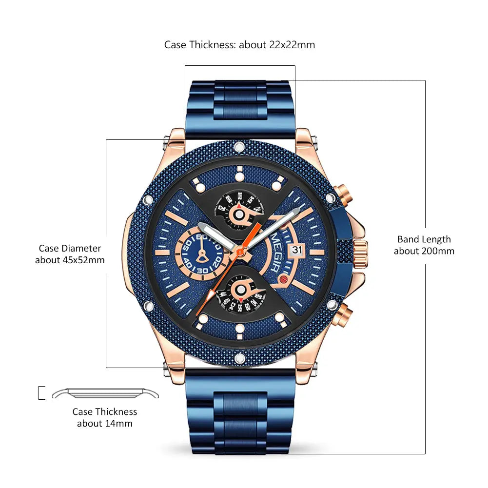 MEGIR Men's Business Watch Top Brand Luxury Quartz Wristwatch Fashion Waterproof Man Military Clock Calendar Reloj Hombre 2216-7