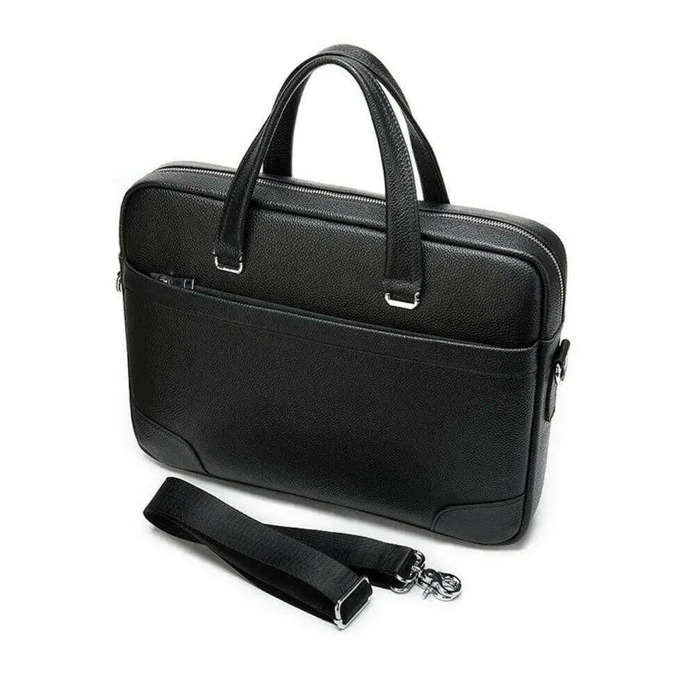 Men's Genuine Leather Laptop Briefcase Messenger Busienss Bags-3