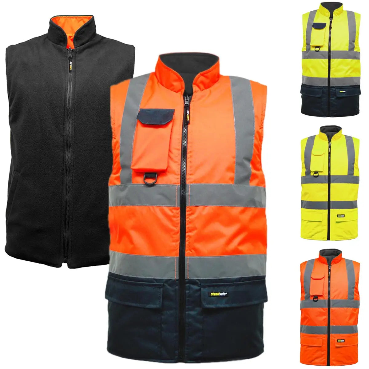 Mens Hi Vis Fleece Lined Reversible Bodywarmer-0