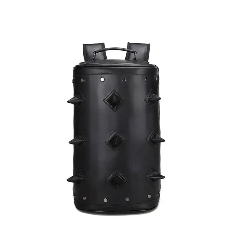 Men's PU Backpack Cylinder Fashion Travel Bag Casual Sports Hedgehog Spike Punk Backpack Bag Computer Bag - Memoriex 