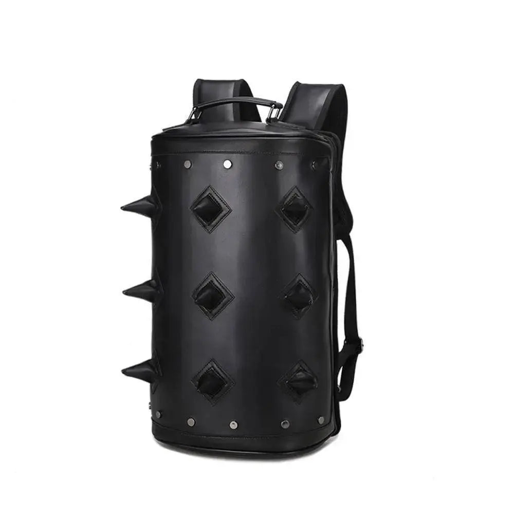 Men's PU Backpack Cylinder Fashion Travel Bag Casual Sports Hedgehog Spike Punk Backpack Bag Computer Bag - Memoriex 