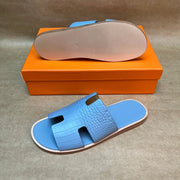 Men's Slippers , Crocodile Skin Leather Slippers-4