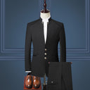 Men's Three-piece Suit British Style Stand Collar - Memoriex 