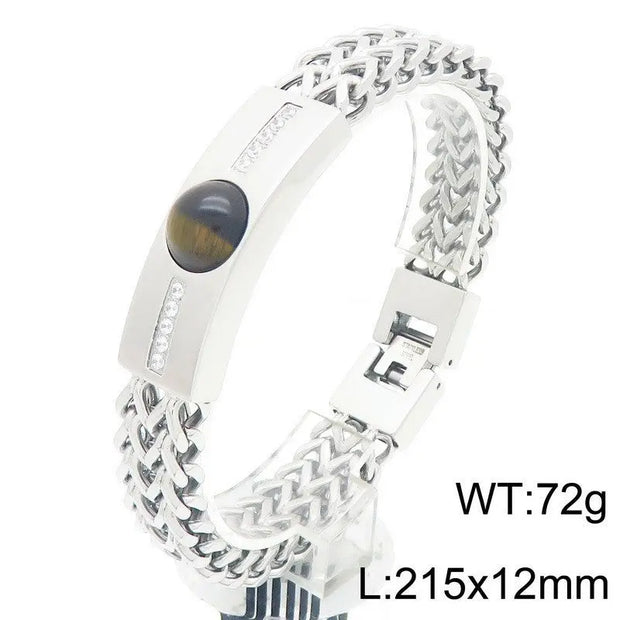 Men's Tigereye Curved Titanium Steel Bracelet - Memoriex 