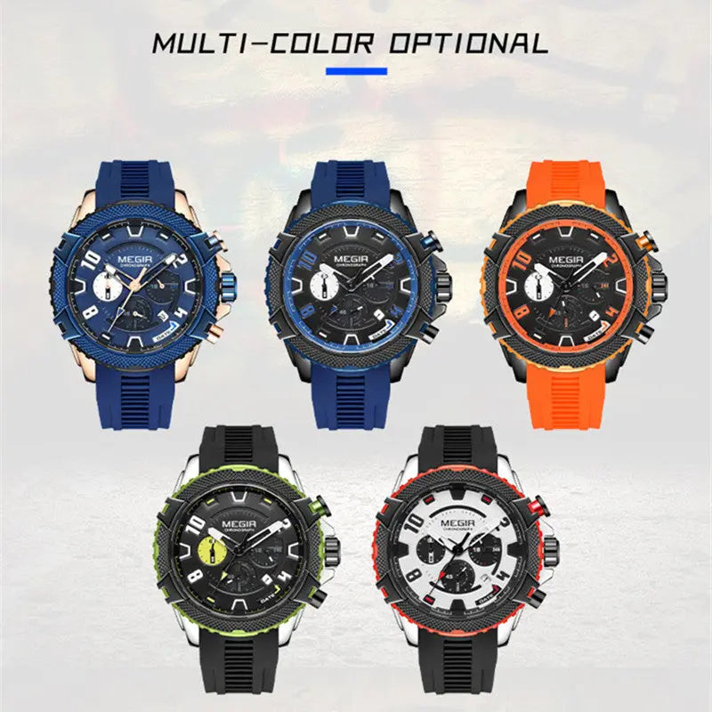 MEGIR Luxury Men's Watches Fashion Sport Quartz Watch Waterproof Date Chronograph Military Wristwatches Clock Reloj Hombre 2200-9