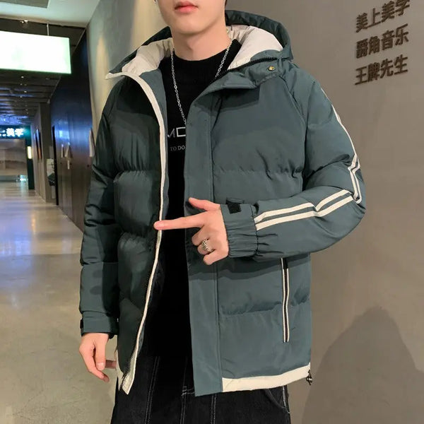 Men's new cotton coat, autumn and winter hooded cotton jacket, casual bread jacket, two-fold cotton jacket, men's coat - Memoriex 