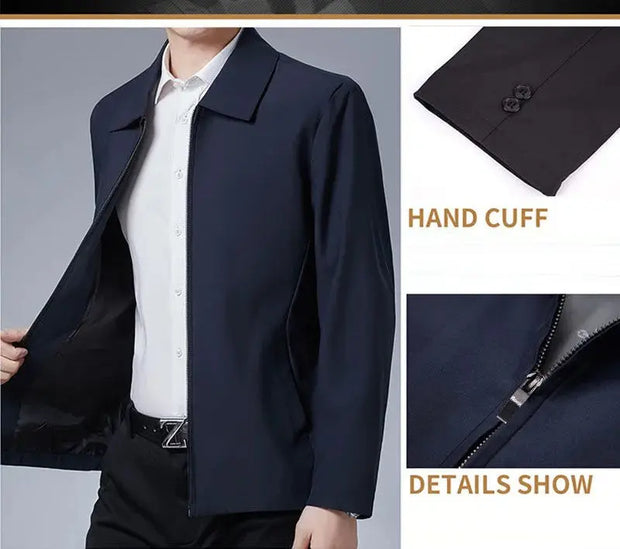 Men's outerwear men's spring autumn lapel jacket men's dad outfit men's casual jacket - Memoriex 