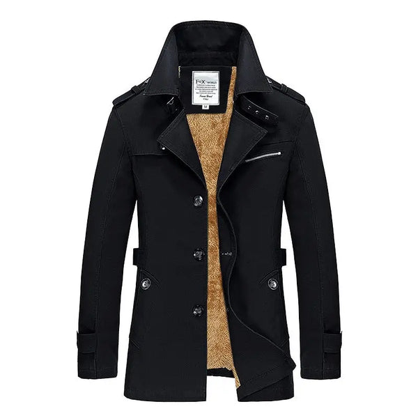 Men's plus size cotton jacket, winter men's plush casual jacket, mid to long windbreaker, trendy - Memoriex 