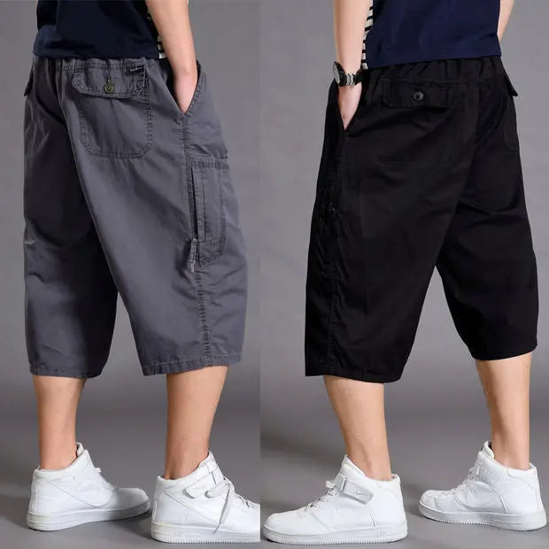 Men's shorts loose summer casual cropped pants thin workwear and mid length pants - Memoriex 