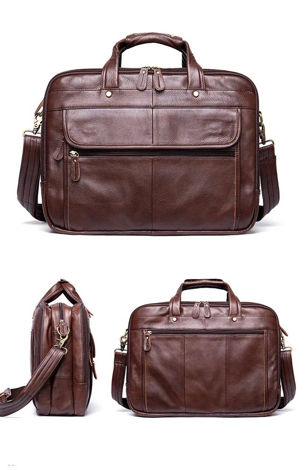 Mens Briefcase Leather Handbag 15' Laptop Buiness Messenger Shoulder Bag-2