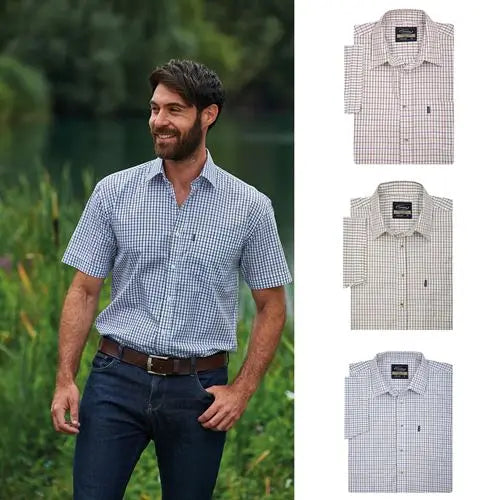 Mens Champion Short Sleeve Tattersall Shirt-0