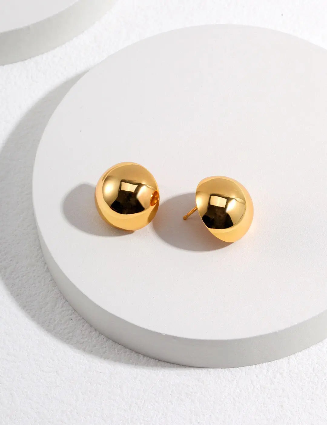 Metal Half Ball Stud Earrings-1