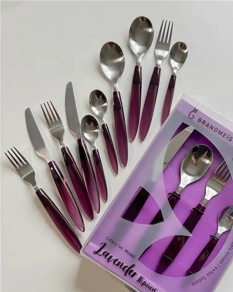 Meteor Flatware Set of 16 Pcs ( $3.5 Each ) - Sleek Modern Cutlery Silverware Set-0