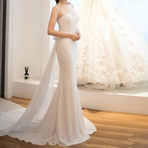 Mid-waist Dream See-through Super Fairy Light Wedding Dress - Memoriex 