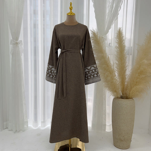 Middle East Turkey Dubai Embroidered Elegant Dress Robe - Memoriex 