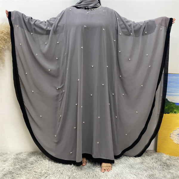 Middle East Turkey Fashion Chiffon Patchwork Elegant Loose Muslim Robe Bat Sleeve Dress - Memoriex 