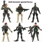 Military Soldier Model Movable Joint Elite Anti-terrorism Special Forces 10cm - Memoriex 