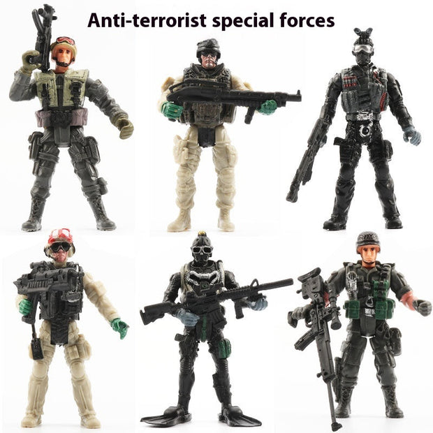 Military Soldier Model Movable Joint Elite Anti-terrorism Special Forces 10cm - Memoriex 