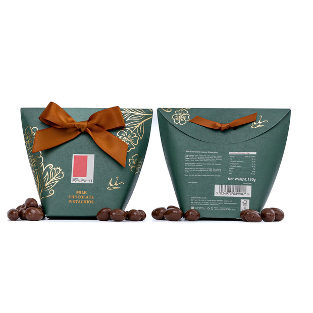 Milk Chocolate Pistachios in Bow Box, 130g - Memoriex 