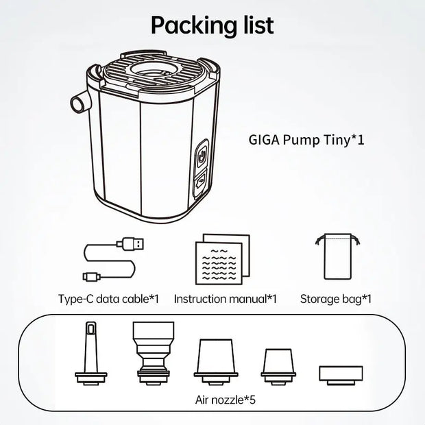 Mini Electric Pump for Inflating/Deflating Air Mattresses & Swimming Rings, Portable for Camping - Memoriex