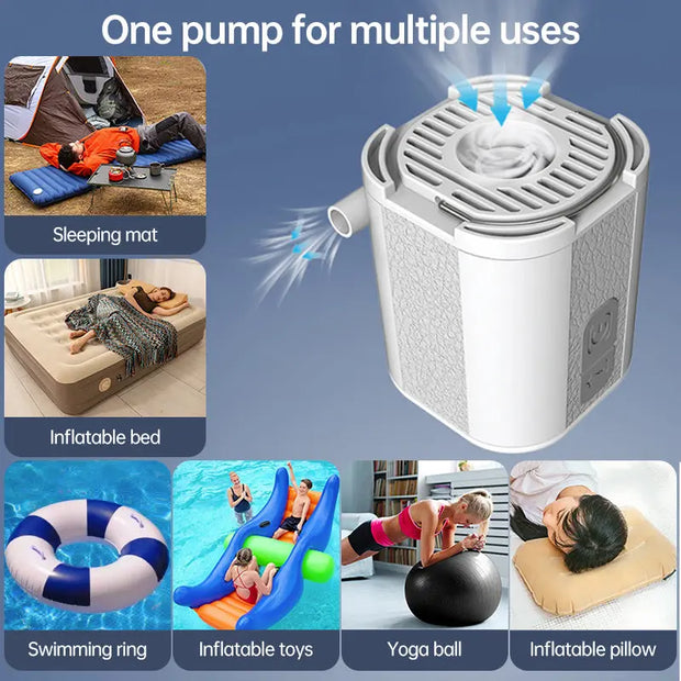 Mini Electric Pump for Inflating/Deflating Air Mattresses & Swimming Rings, Portable for Camping - Memoriex