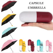 Mini Folding Capsule Small Umbrella With Pill Package Box Pocket Parasol Rain Anti-UV Portable Travel Umbrella Sunny Rainy Day - Memoriex 
