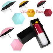 Mini Folding Capsule Small Umbrella With Pill Package Box Pocket Parasol Rain Anti-UV Portable Travel Umbrella Sunny Rainy Day - Memoriex 