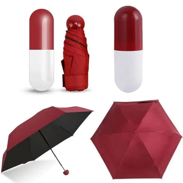 Mini Folding Capsule Small Umbrella With Pill Package Box Pocket Parasol Rain Anti-UV Portable Travel Umbrella Sunny Rainy Day - Memoriex 