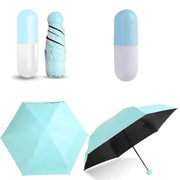 Mini Folding Capsule Small Umbrella With Pill Package Box Pocket Parasol Rain Anti-UV Portable Travel Umbrella Sunny Rainy Day - Memoriex 