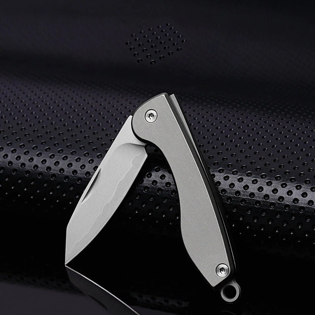 Mini Folding Titanium Utility Knife Portable Pocket Knife Camping Food Processing Food Construction Repair Outdoor Equipment Keychain Mouth-0