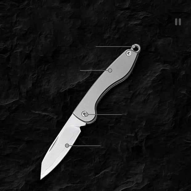 Mini Folding Titanium Utility Knife Portable Pocket Knife Camping Food Processing Food Construction Repair Outdoor Equipment Keychain Mouth-2