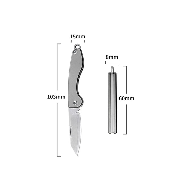 Mini Folding Titanium Utility Knife Portable Pocket Knife Camping Food Processing Food Construction Repair Outdoor Equipment Keychain Mouth-3