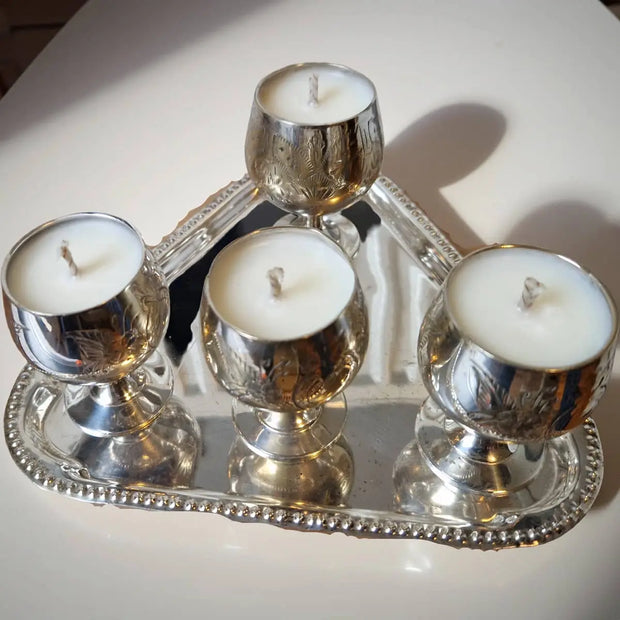 Mini Goblet Candle Quartet in Vintage Bookshop Scent-2