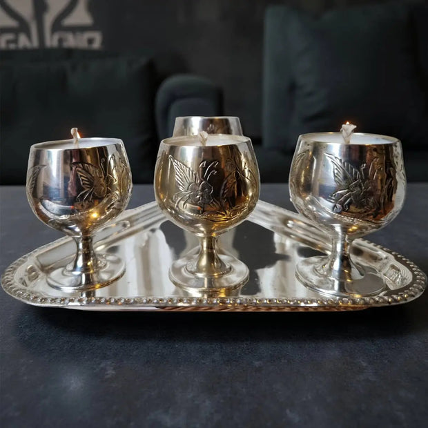 Mini Goblet Candle Quartet in Vintage Bookshop Scent-3