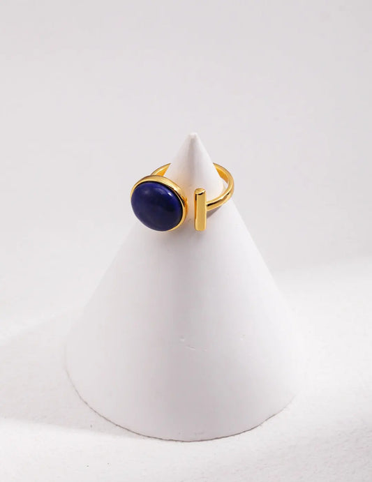 Minimalist Blue Lapis lazuli Open Ring-0