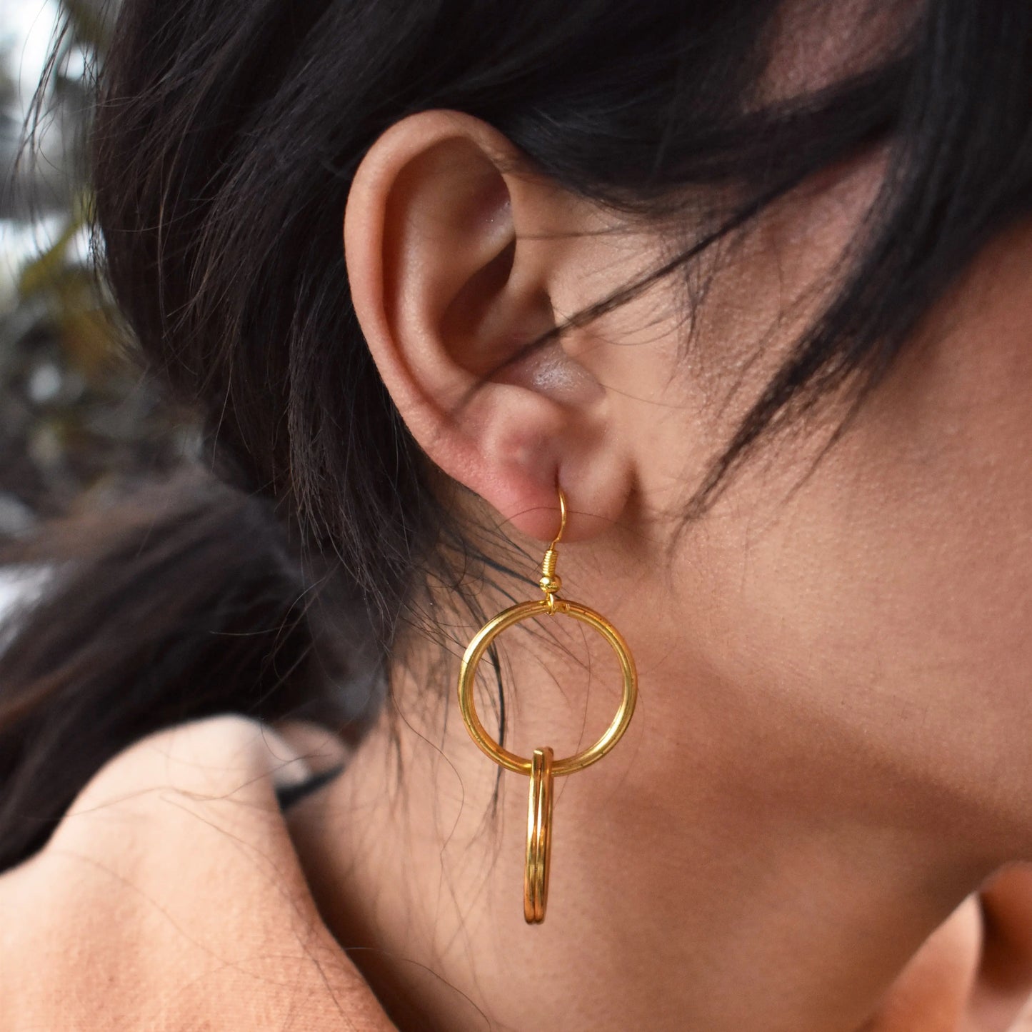 Minimalist Double Loop Earrings, Contemporary Geometric Jewellery - Memoriex