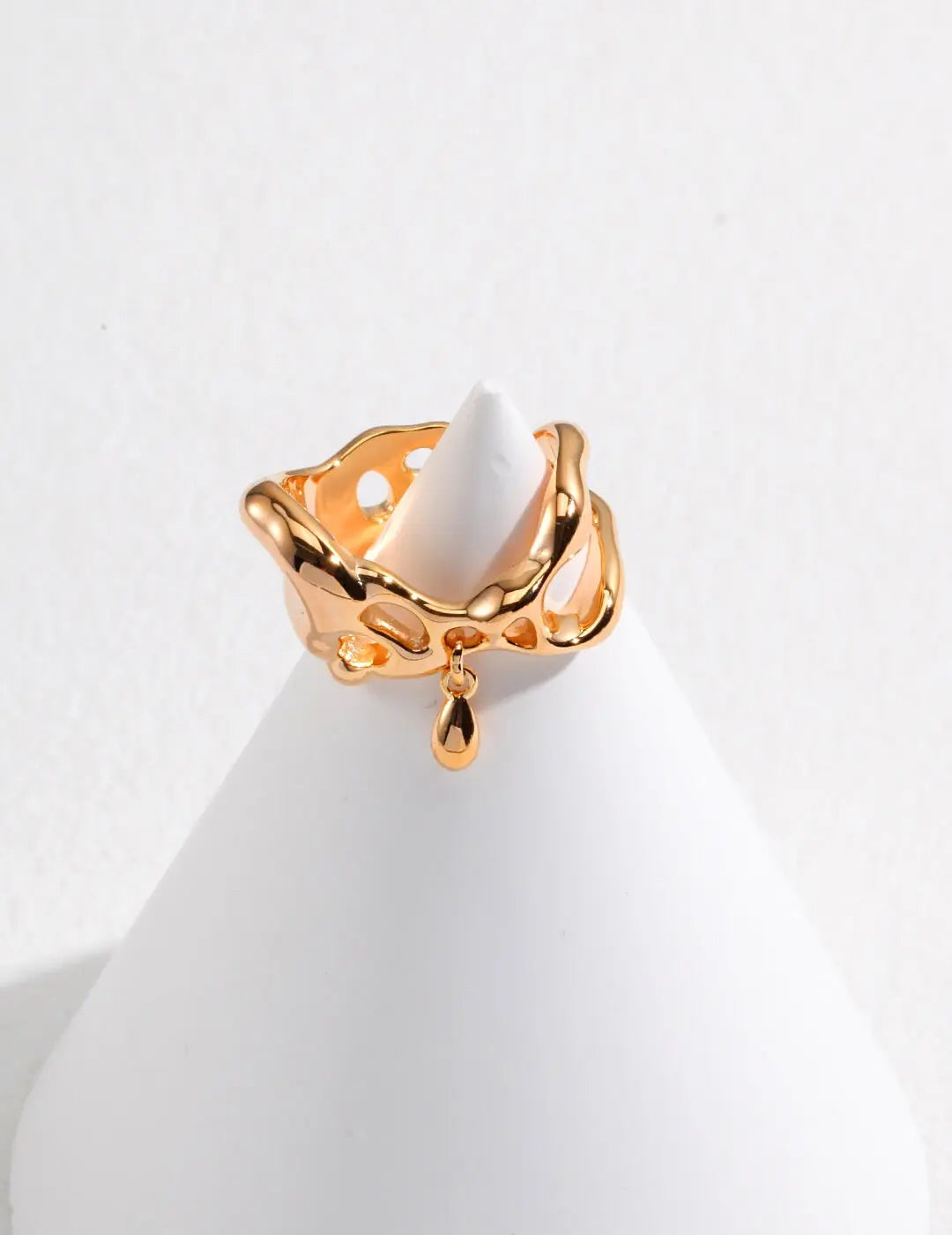 Minimalist Irregular Teardrop Pendant Ring-1