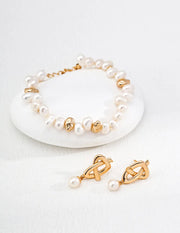 Minimalist Natural Pearl Knot Earrings-3