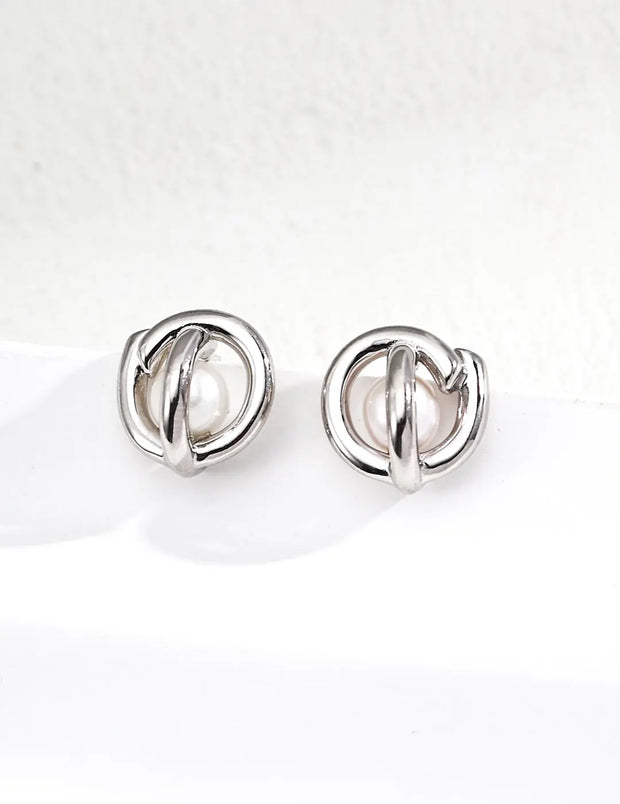 Minimalist Natural Pearl Stud Earrings-2
