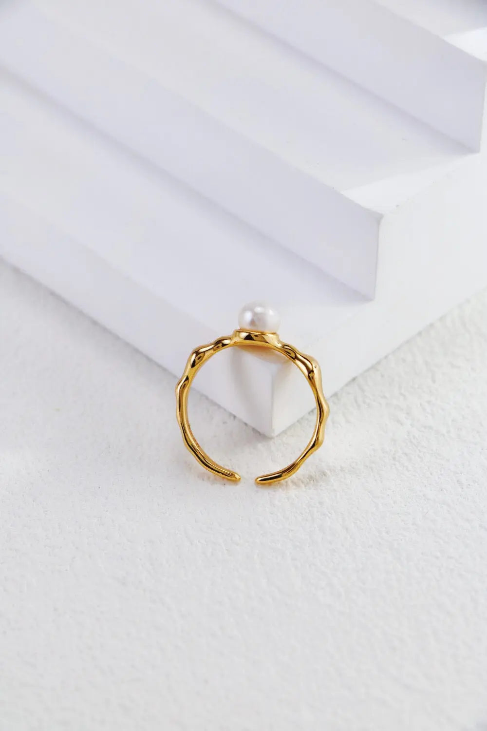 Minimalist Pearl Open Ring-2