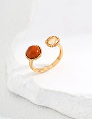 Minimalist Red Stone Open Ring-0